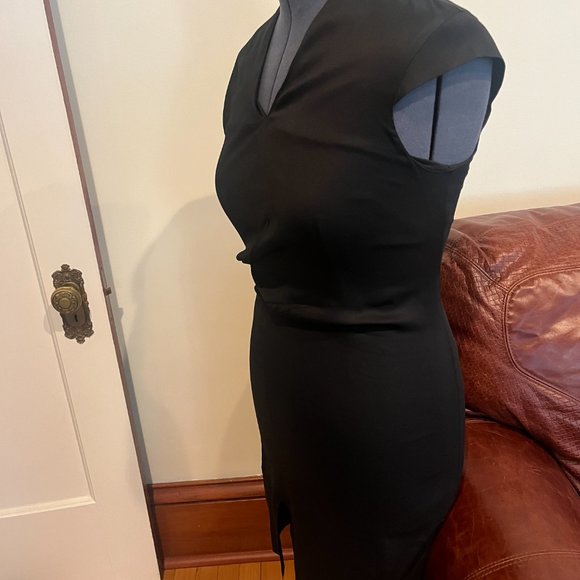 HELMUT LANG Black Asymmetrical Back Zip Dress Short Sleeve 10 - Picture 3 of 4